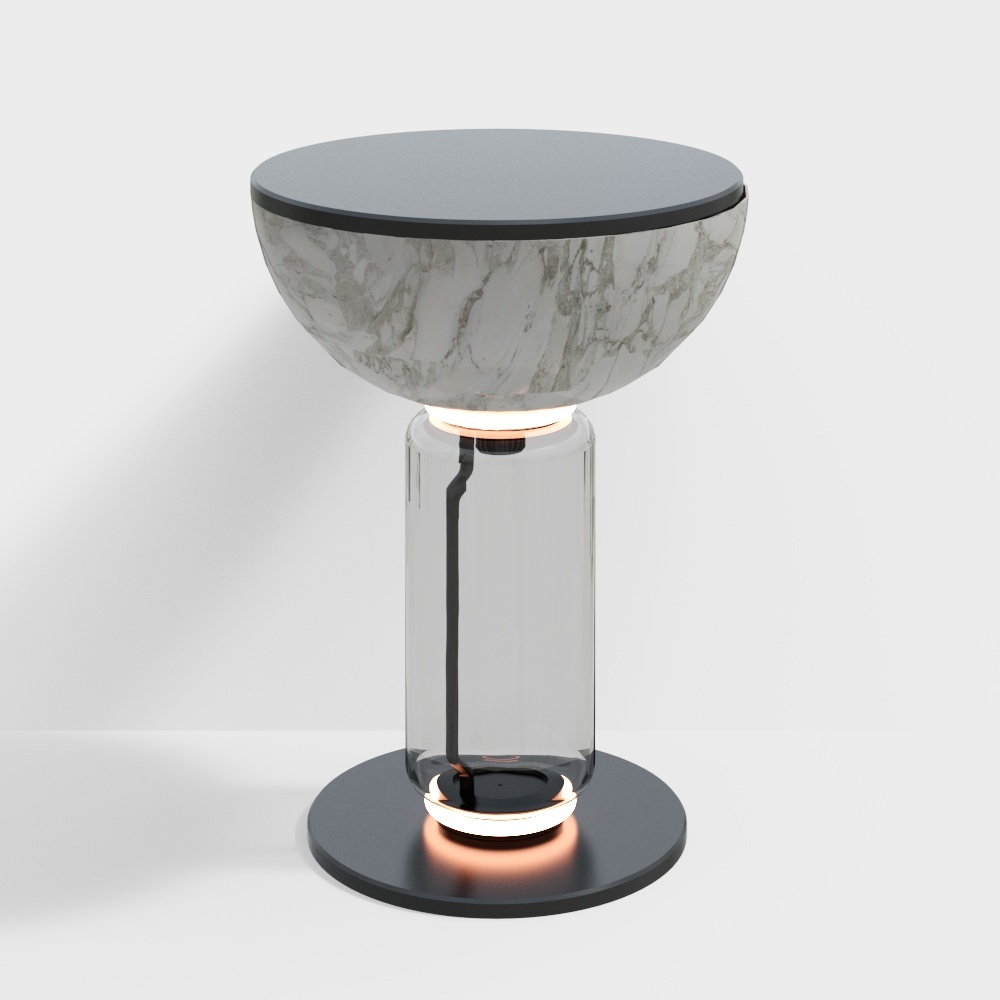 Elegant Marble Round Table 3D Model – Modern Marble & Rose Gold