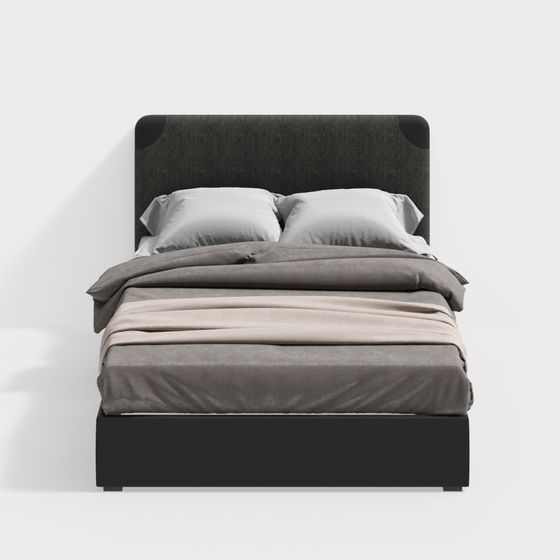 Stylish Low-Poly Bed 3D model for Contemporary Interiors