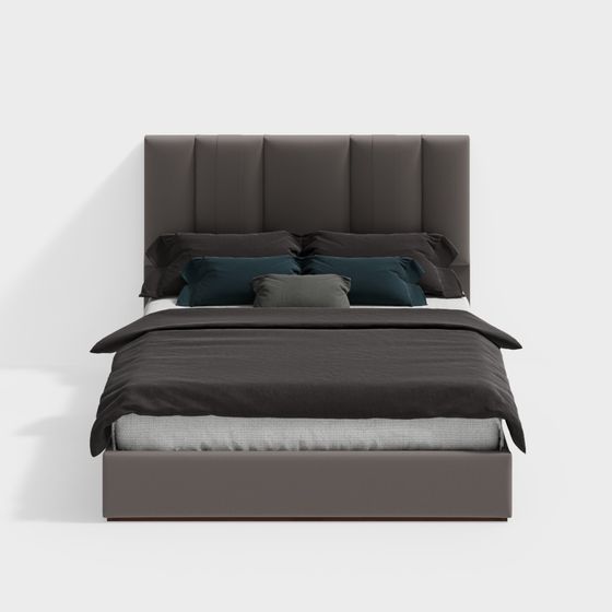 Stylish Double Bed 3D model for Modern Interiors