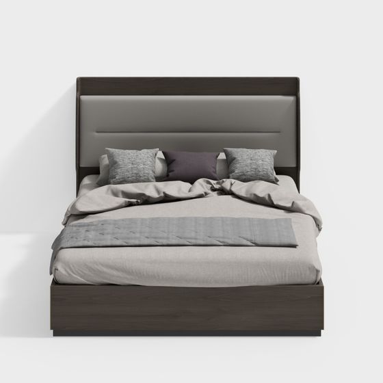 Elegant Low-Polygon Bed 3D model for Modern Interiors