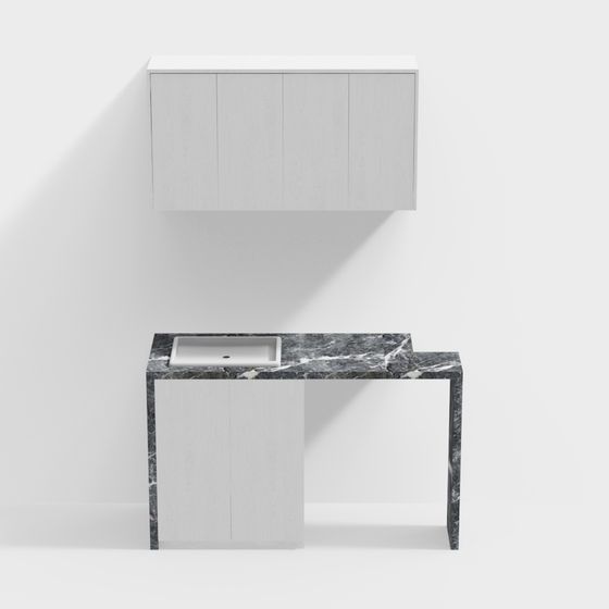 Elegant Gray Bathroom Vanity 3D model