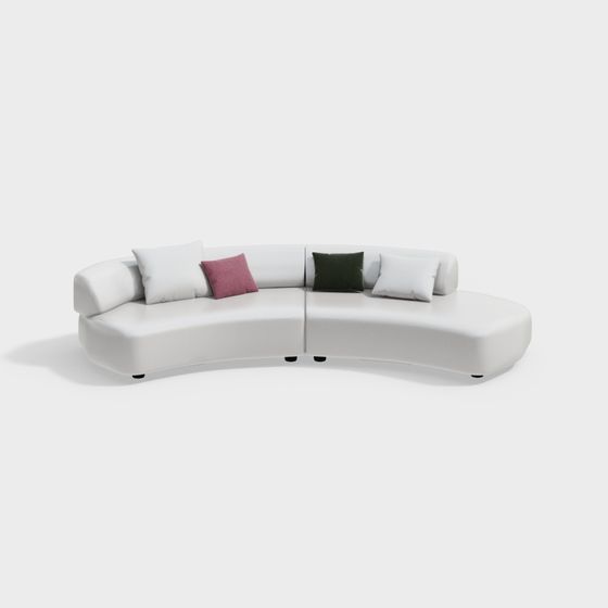Stylish Curved Sofa 3D model for Modern Interiors