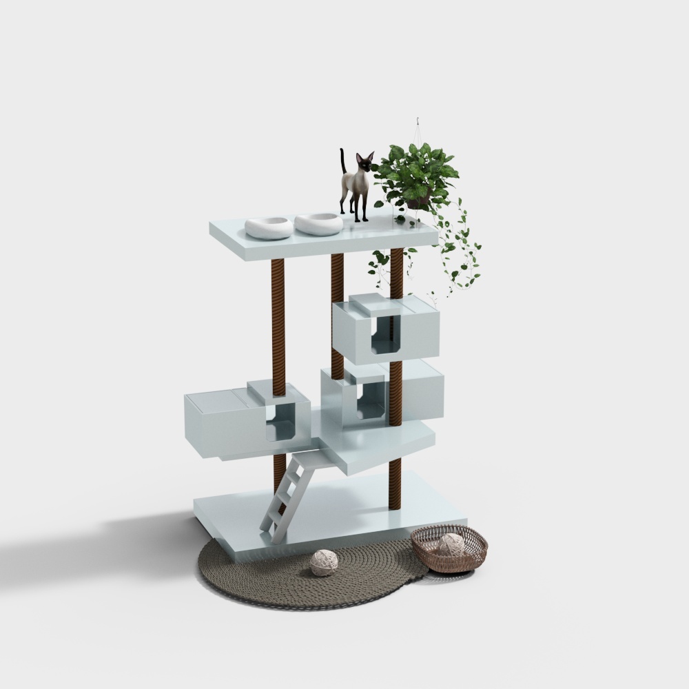 Sky blue cat climbing frame