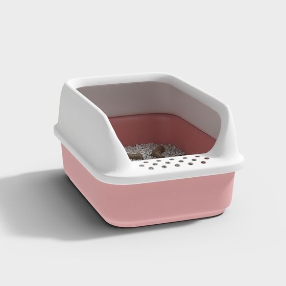 Chic Pink Cat Litter Box 3D model