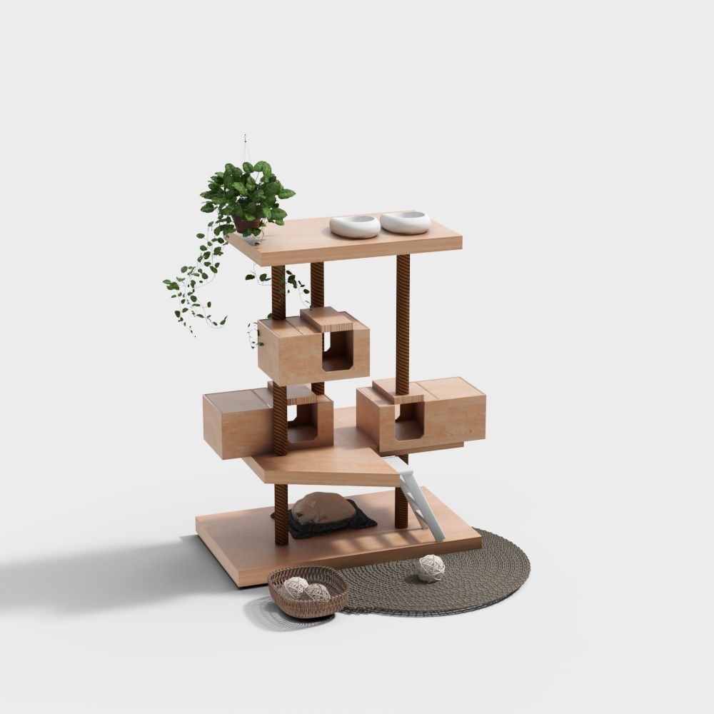 Aire de jeu pour chat en bois de couleur