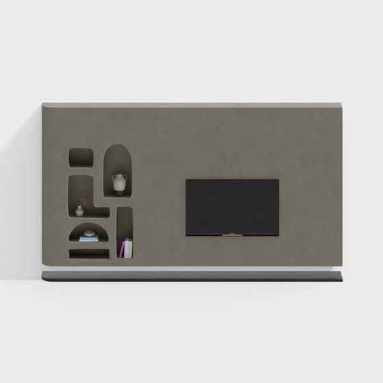 Concrete TV Wall 3D model in Minimalist Aesthetics