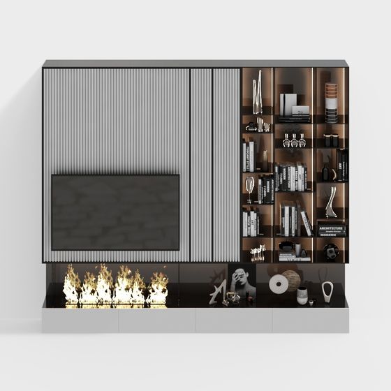 Urban Living Room Fireplace 3D Model