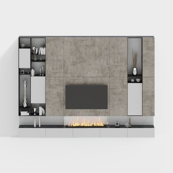 Urban Living Room Fireplace 3D model
