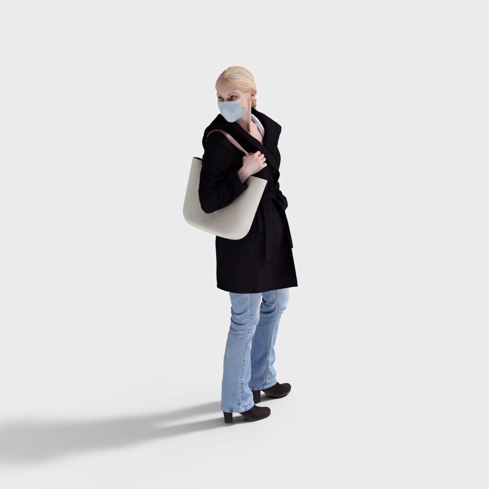 Stylish Female Figure 3D model on City Street