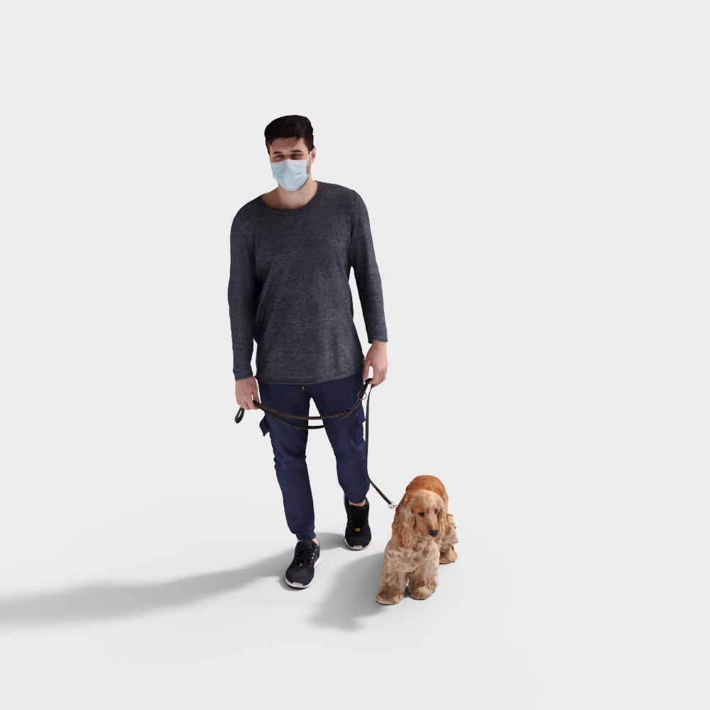 Modern dog walking character