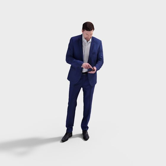 Stylish Business Gentleman Low-Poly 3D Model