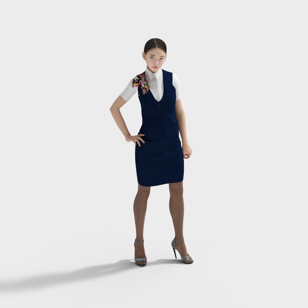 Stylish Low-Poly Female 3D Model