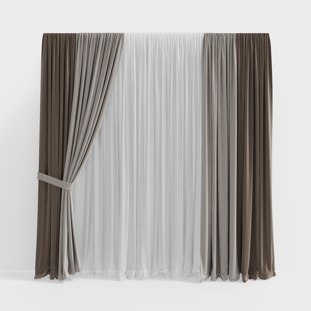 Elegant Low Polygon Curtain 3D Model