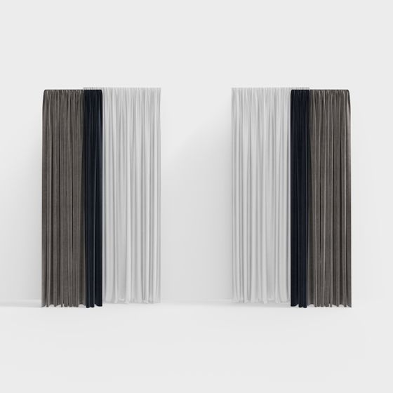 Elegant Low-Poly Curtain 3D Model for Interior Design