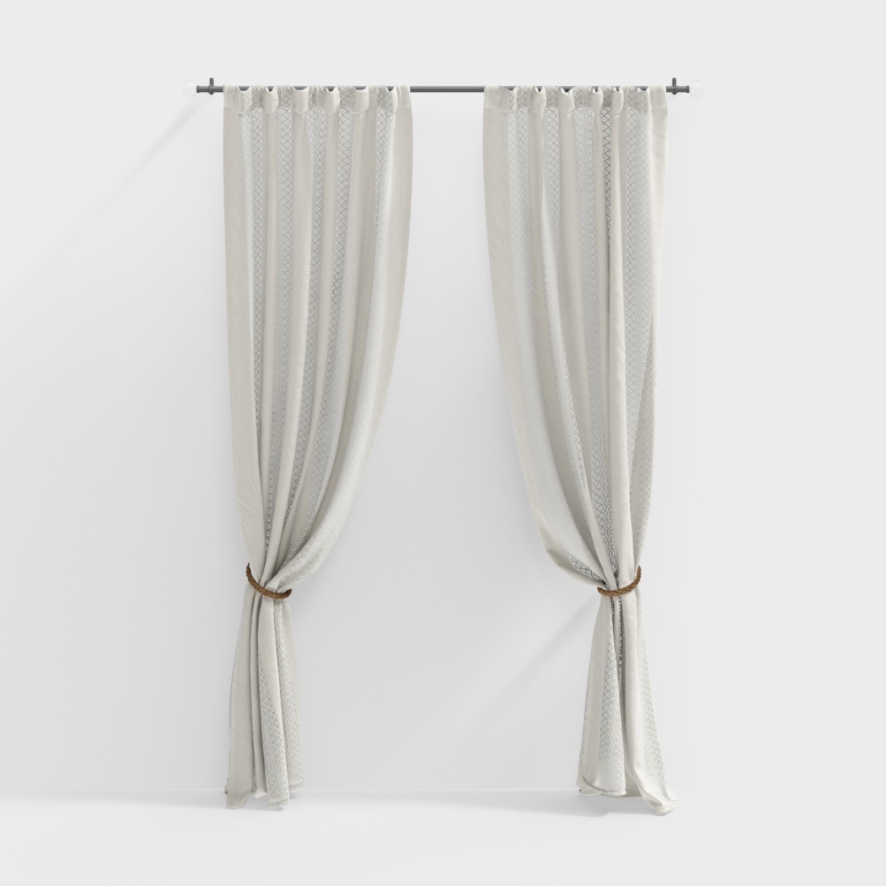 Elegant Sheer Curtains 3D model for Modern Spaces