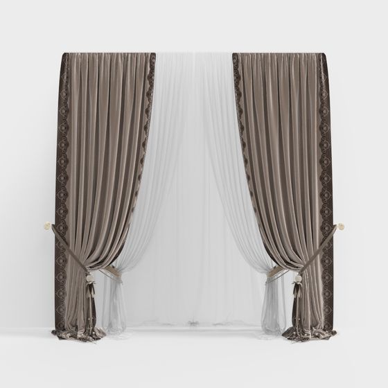Elegant Curtain 3D model for Interior Design
