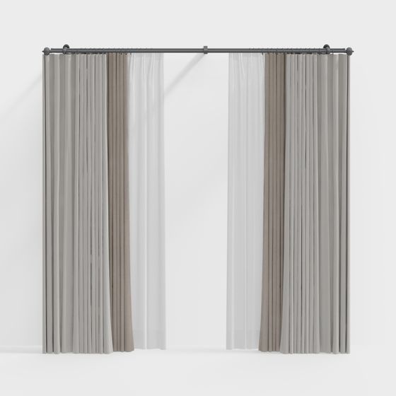 Stylish Low Polygon Curtain 3D model for Modern Interiors