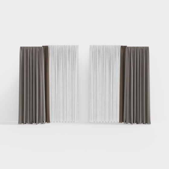 Stylish Low-Polygon Curtain 3D model for Modern Interiors