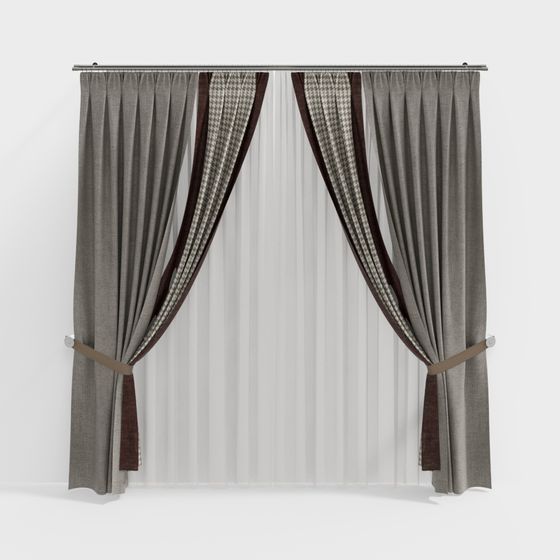 Stylish Low-Poly Curtain 3D model for Modern Interiors