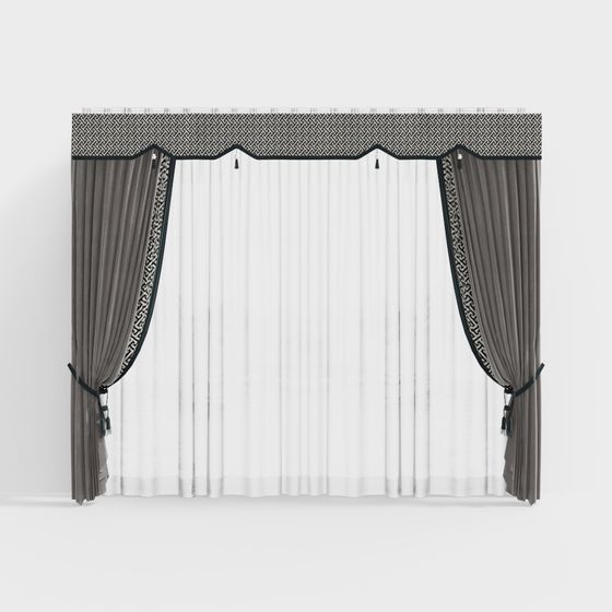 Stylish 3D Curtain Model for Contemporary Spaces