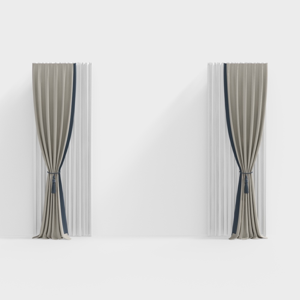 Elegant Low-Poly Curtain 3D model for Modern Interiors