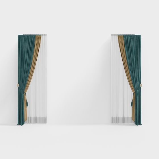 Stylish Low-Poly Curtain 3D Model for Interiors