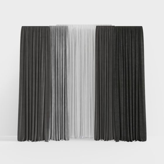 Stylish 3D Curtain Model with Lifelike Textures