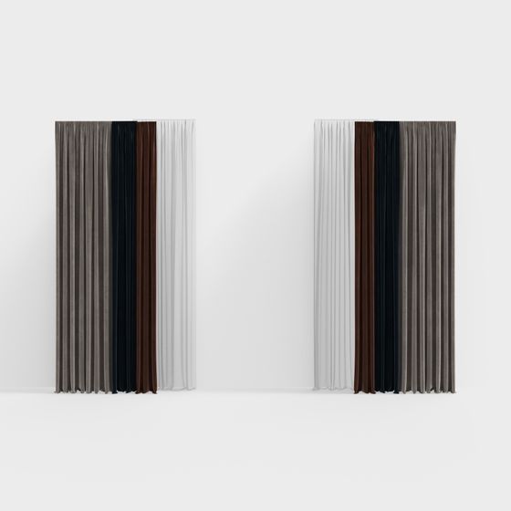 Elegant Low-Poly Curtain 3D Model for Modern Spaces