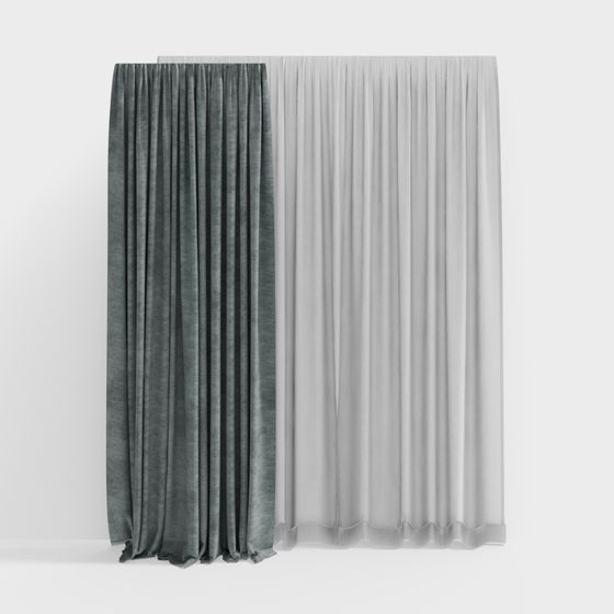 Elegant Low-Poly Curtain 3D Model for Modern Interiors