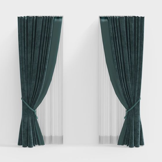 Chic Low-Poly Curtain 3D model for Modern Interiors