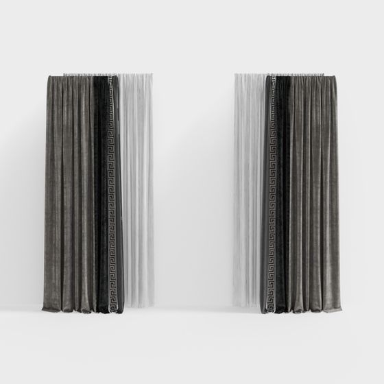 Stylish Low-Poly Curtain 3D model for Modern Spaces