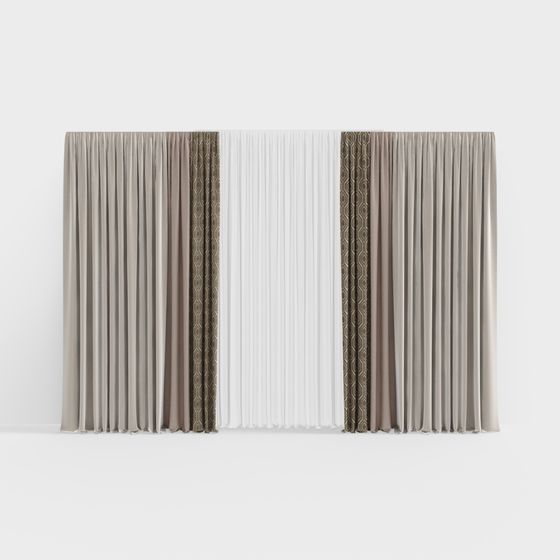 Stylish Low-Poly 3D Curtain Model for Interiors