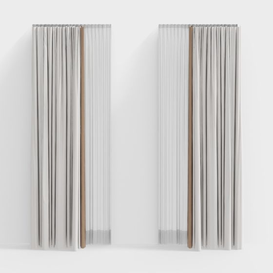 Stylish Transparent Curtain 3D model for Diverse Spaces