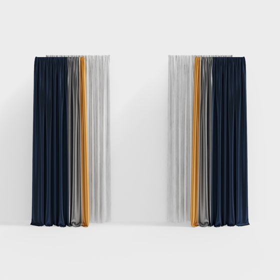 Elegant Curtain Set 3D model for Modern Interiors