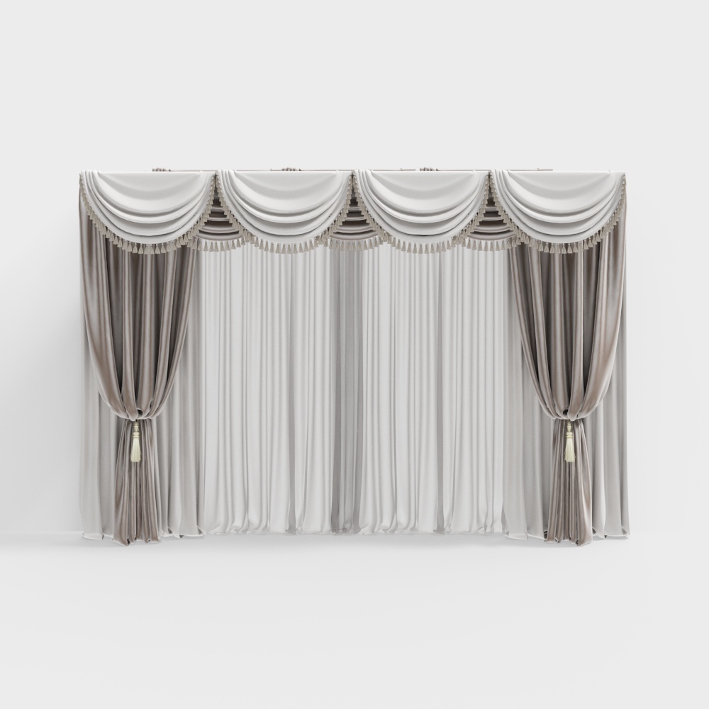 Elegant Low-Poly Curtain 3D model for Interior Design