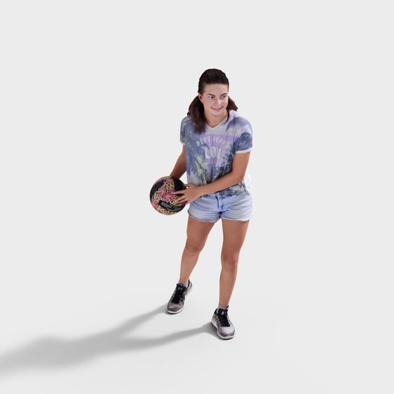 Youthful Basketball Girl 3D model