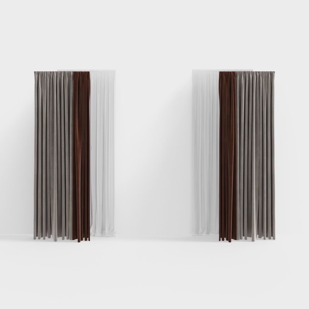 Stylish Low-Polygon Curtain 3D Model