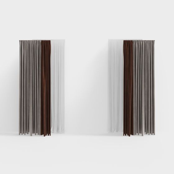 Stylish Low-Polygon Curtain 3D Model