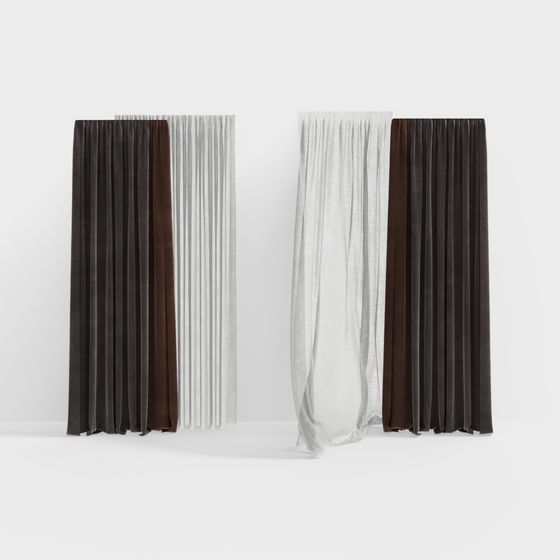 Elegant Velvet Drapes 3D model