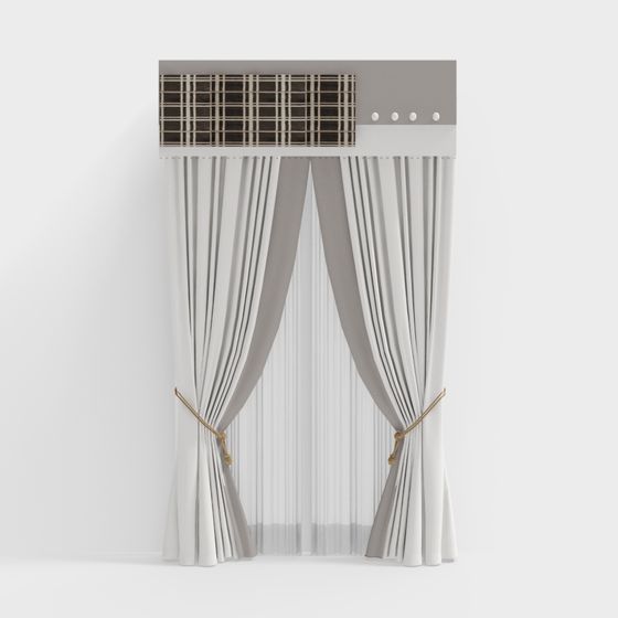 Elegant Low-Polygon Curtain 3D model Design