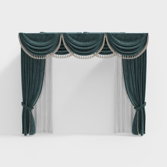 Elegant Velvet Drapes 3D model