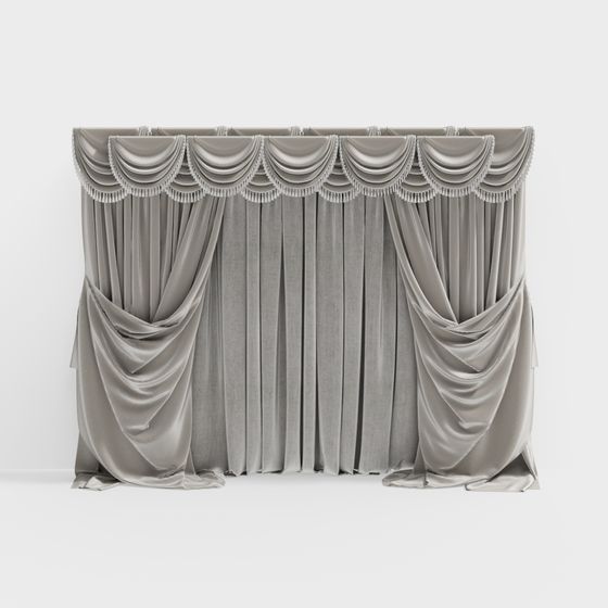 Grand Velvet Curtain 3D Model