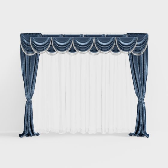 Elegant Curtain Set 3D model for Luxurious Interiors