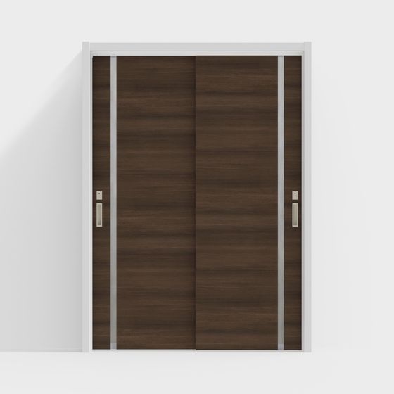 Stylish Wooden Sliding Door 3D model