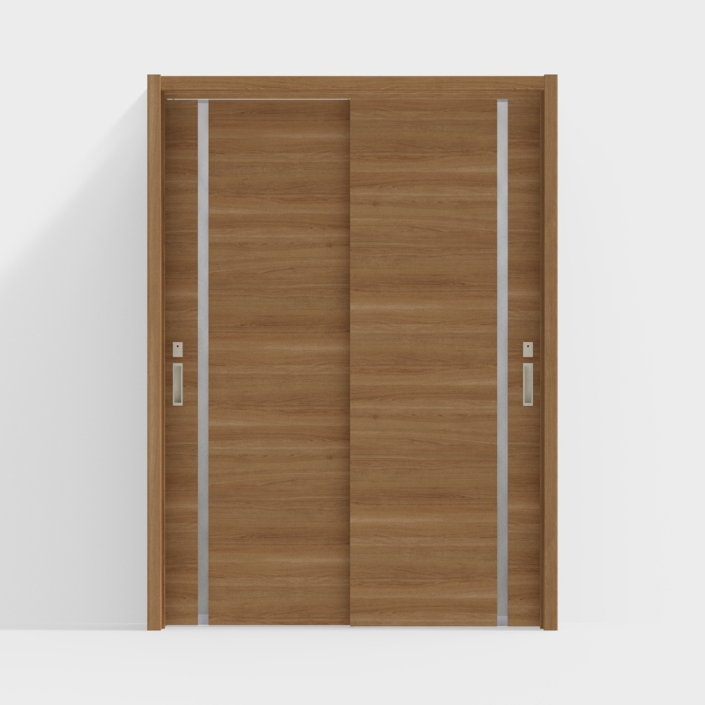 Wooden door-interior door-LGL double sliding door-DY tea cherry wood color