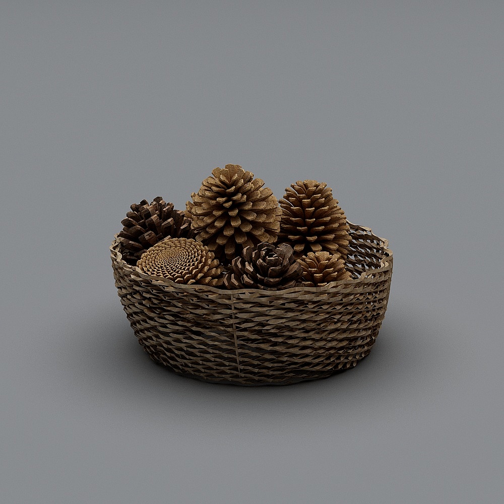 Pinecone Basket Low-Poly 3D model