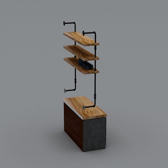 Industrial Aesthetic Pipe Bookshelf 3D model
