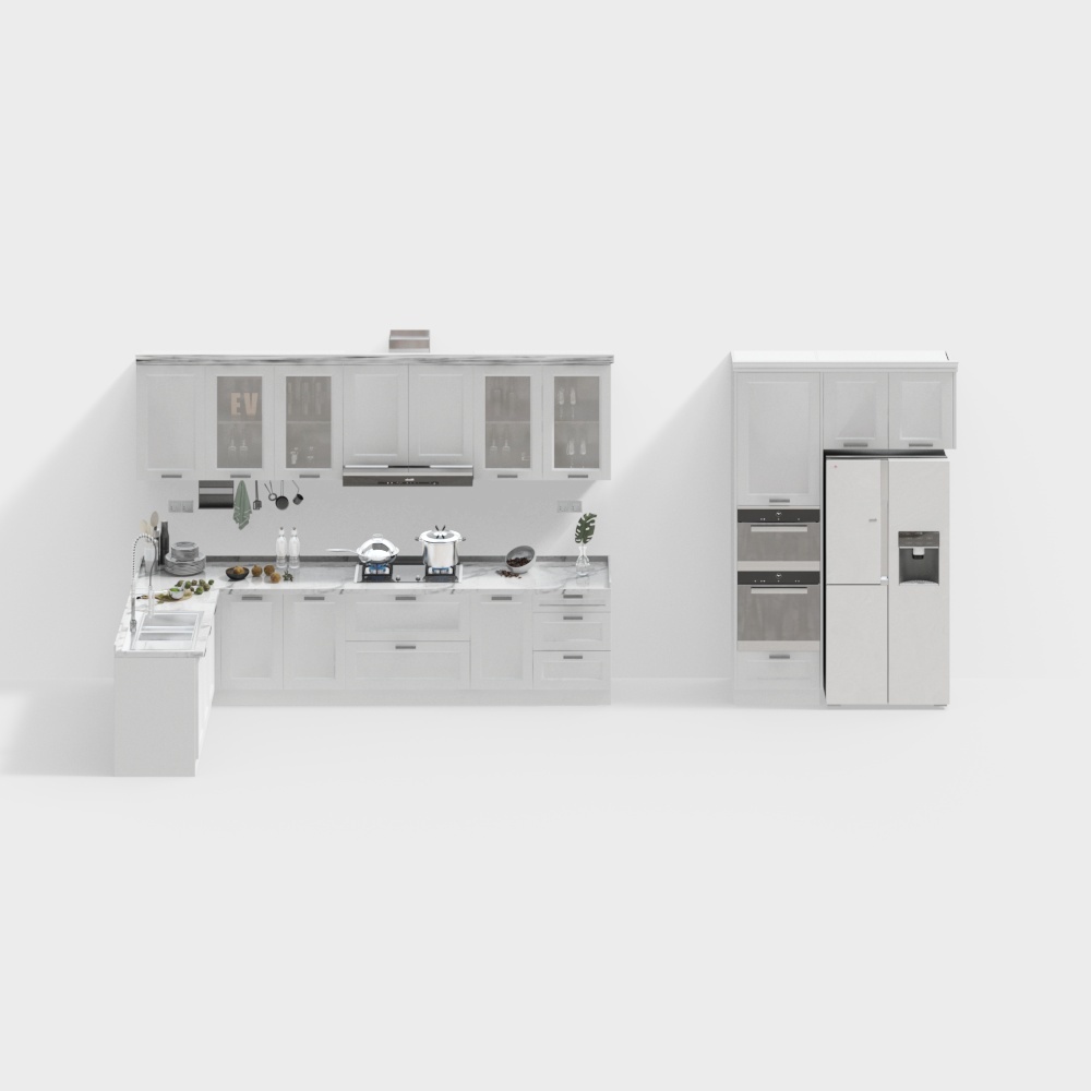 L shaped cabinet white 1