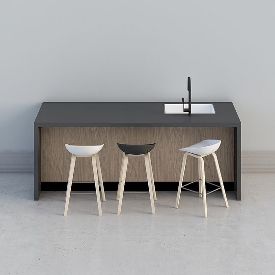 廚房島 + 客廳吧台