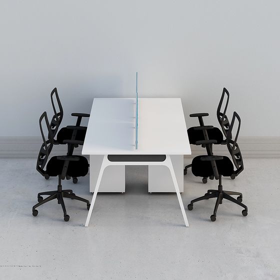 Stylish Meeting Table and Chair Combo 3D model
